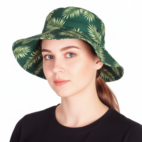 Панама с широкими полями из габардина с полной запечаткой