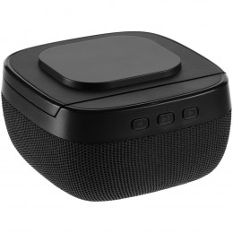 Колонка с беспроводной зарядкой Esca и подсветкой логотипа, черная