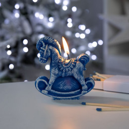 Свеча фигурная «Лошадка-качалка», синяя