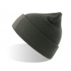 Шапка вязаная  двойная Wind-S, с отворотом и патчем, темно-серый, 100% переработанный полиэстер